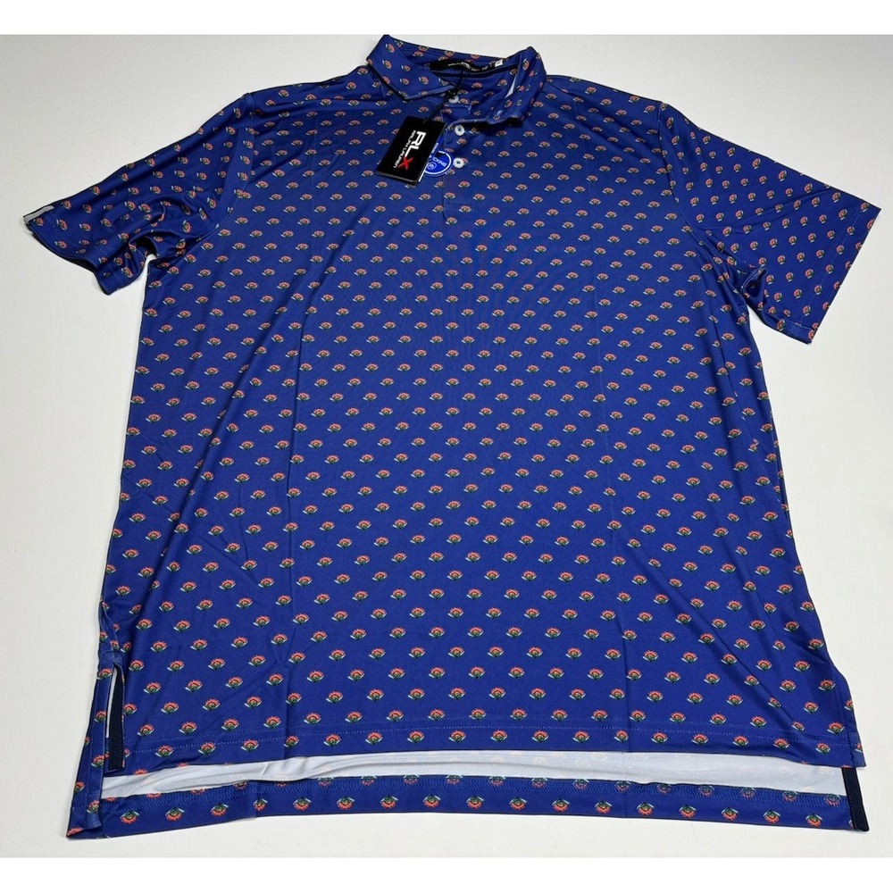 RLX Ralph Lauren Performance Golf Floral Print Polo Shirt Men's Size L New